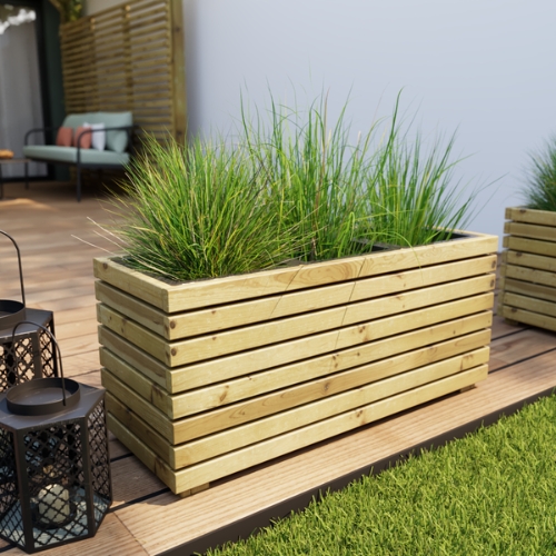 HORIZON - Outdoor Rectangular Wooden Planter - 40L