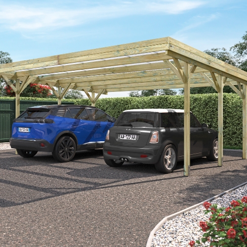 JEAN - Double Wooden Carport 6 x 5m