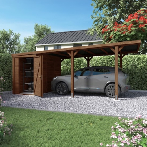 LEON - Wooden Carport with Storage Shed 6.5 x 3m