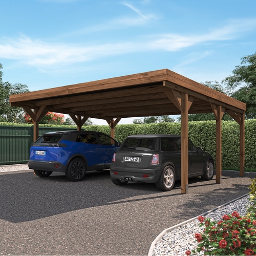 VICTOR - Double Wooden Carport 6 x 5m