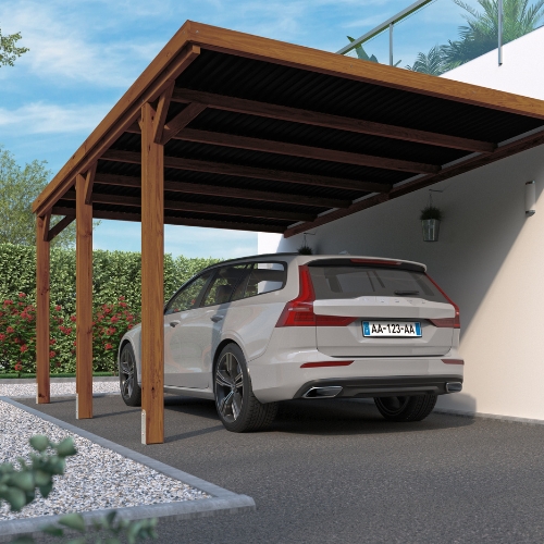 VICTOR - Wall Mounted Wooden Carport 3 x 5m