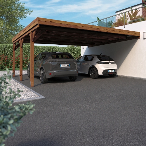 VICTOR - Wall Mounted Wooden Carport Double 3 x 5m